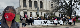 Marcella Lane at Hands Off protest