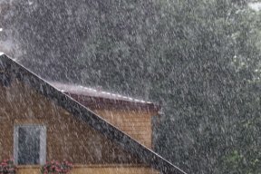 roof of home in rainy weather